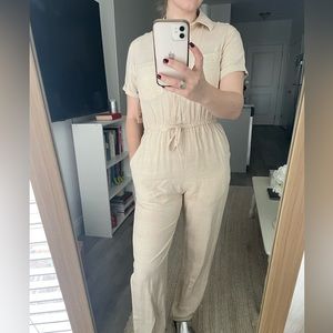 Beige Sincerely Jules Cargo Jumpsuit